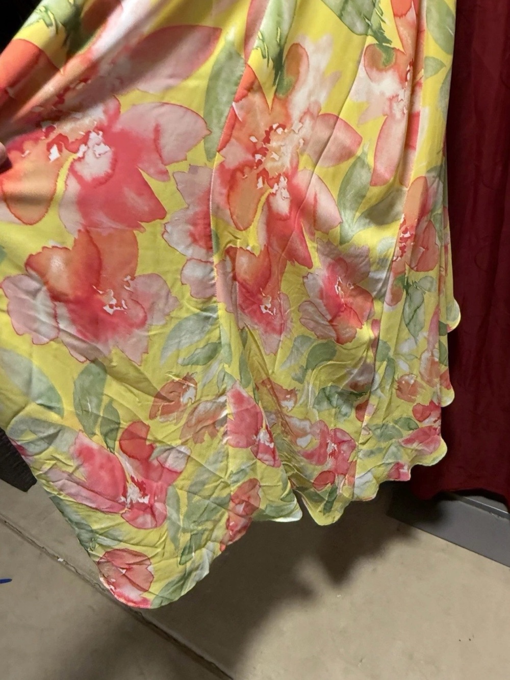 Eliza J Yellow Floral Halter Maxi Dress with Coral Accents - Picture 8 of 12